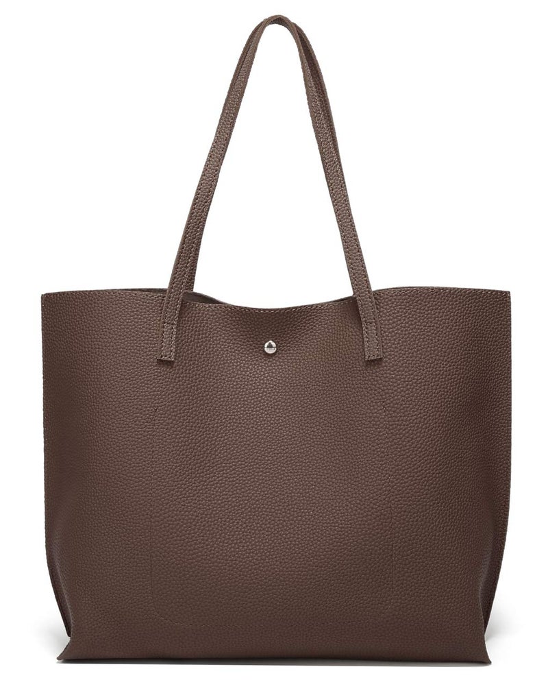 Dreubea Women's Soft Faux Leather Tote Shoulder Bag from, Big Capacity Tassel Handbag Coffee - Image 5