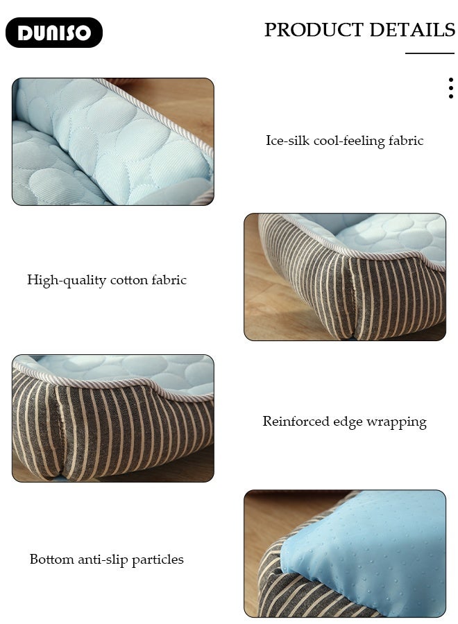 DUNISO Ice Silk Kennel Cool Icy Pet Nest Summer Dog Cooling Bed Breathable Dog Couch Bed with Nonskid Bottom Comfortable Soft Pet Mattress Cushion Washable Pet Sofa Puppy Couch Lounger for Dog Cat - Image 3