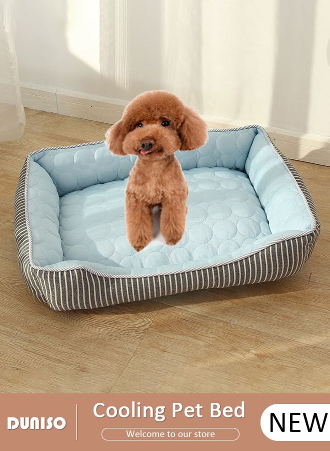 DUNISO Ice Silk Kennel Cool Icy Pet Nest Summer Dog Cooling Bed Breathable Dog Couch Bed with Nonskid Bottom Comfortable Soft Pet Mattress Cushion Washable Pet Sofa Puppy Couch Lounger for Dog Cat - Image 1