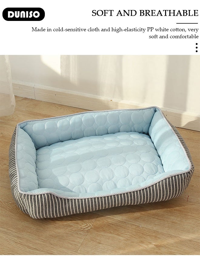 DUNISO Ice Silk Kennel Cool Icy Pet Nest Summer Dog Cooling Bed Breathable Dog Couch Bed with Nonskid Bottom Comfortable Soft Pet Mattress Cushion Washable Pet Sofa Puppy Couch Lounger for Dog Cat - Image 5