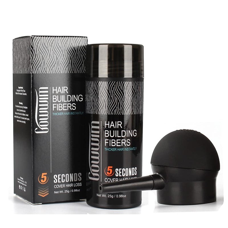 GOWWIM Hair Thickening Fibers 2in1 Kit Keratin Building Fibers Spray Applicator  Hold Spray  Instantly Volumize Sparse Areas Black