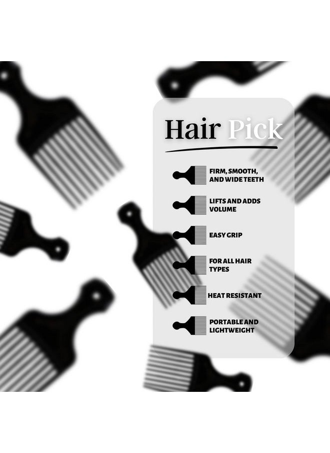 Vakly Vakly Hair Pick Comb - Wide Tooth Afro Lifts, Pack of 4 Combs - 5.25 Inch - for Hair Styling, Lifting, Detangling, Adding Volume for Long Curly and Thick Hair, Wigs and Beards for Men & Women  - Image 3