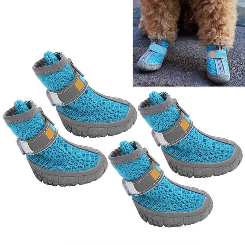 Lake Blue 9 Hole Mesh Small Dog Shoes Non Slip Boots With Adjustable Straps Size 2 - Image 4