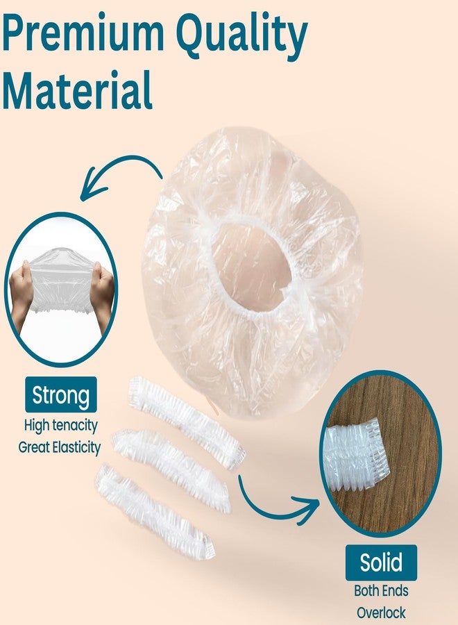 C-Cure Disposable Shower Cap Pack of 50, 18 Inch Large Waterproof Plastic Hair Cap with Elastic Band, Free Size Unisex for Women & Men, Hotel, Spa, Salon, Home & Travel Use - Image 4
