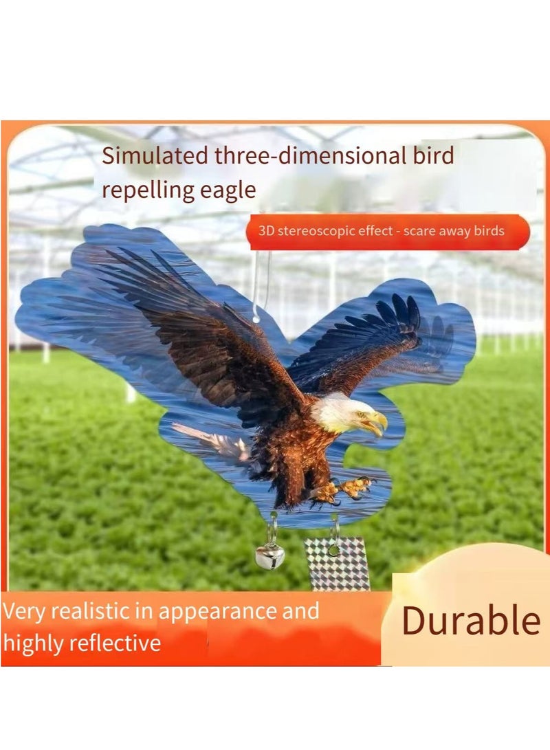 Generic Bird Scarer,Fake Owls to Keep Birds Away, Reflective Owl Hanging Decoration, Dual-Side Printed Raster Fake Hawk Eagle to Keep Birds Away from Garden Patio Windows  - Image 5