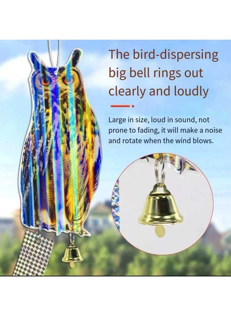 Generic Bird Scarer,Fake Owls to Keep Birds Away, Reflective Owl Hanging Decoration, Dual-Side Printed Raster Fake Hawk Eagle to Keep Birds Away from Garden Patio Windows  - Image 3