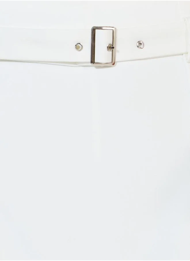 Styli Solid Skorts with Belt Design