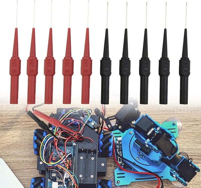 Multimeter Test Probes 79mm Copper with Stainless Steel Needle Red Black Clamp Set 10 Pcs - Image 4