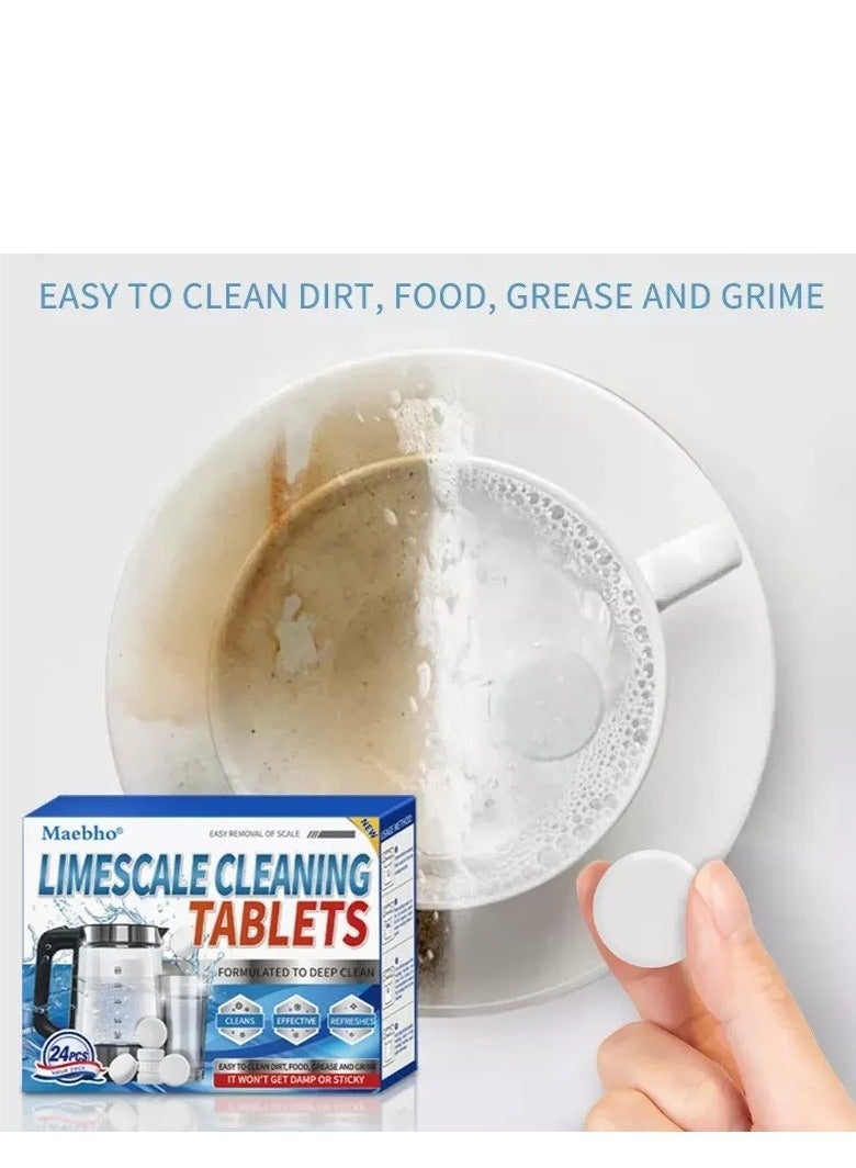 مايبهو ٢٤ قرصًا فوارة لتنظيف الغلايات، والأواني، والغلايات، والأكواب، ومواد إزالة الترسبات الكلسية، وبقع الشاي، وأباريق الشاي، والأكواب، وأقراص التنظيف - Image 5