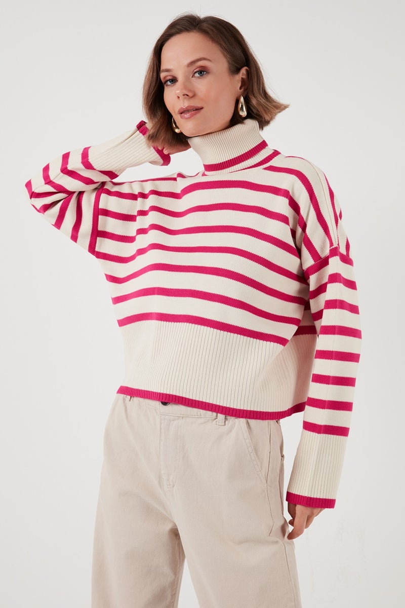 Lela Acrylic Striped Turtleneck Knitwear Sweater Women's Sweater 4616166  - Image 1