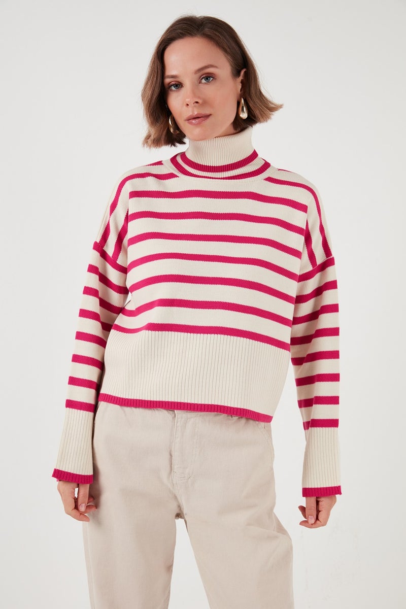 Lela Acrylic Striped Turtleneck Knitwear Sweater Women's Sweater 4616166  - Image 2