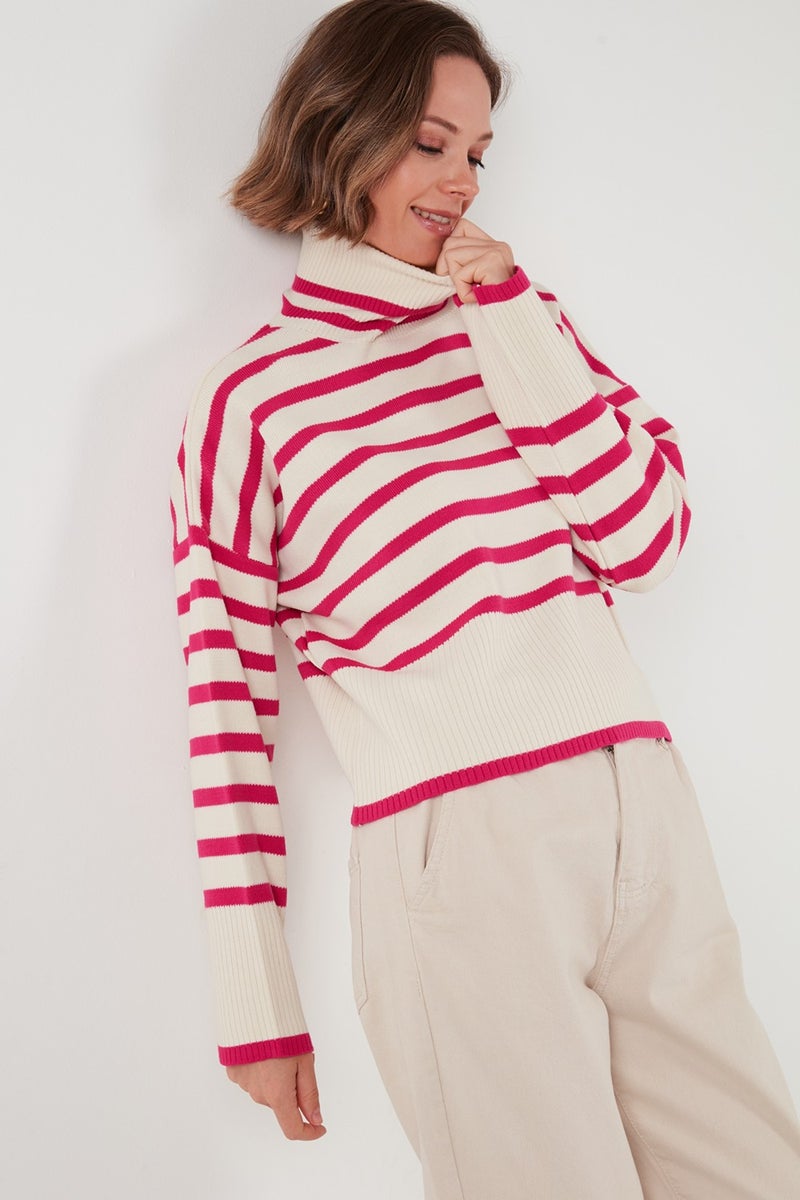 Lela Acrylic Striped Turtleneck Knitwear Sweater Women's Sweater 4616166  - Image 3