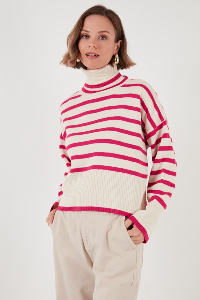 Lela Acrylic Striped Turtleneck Knitwear Sweater Women's Sweater 4616166  - Image 4