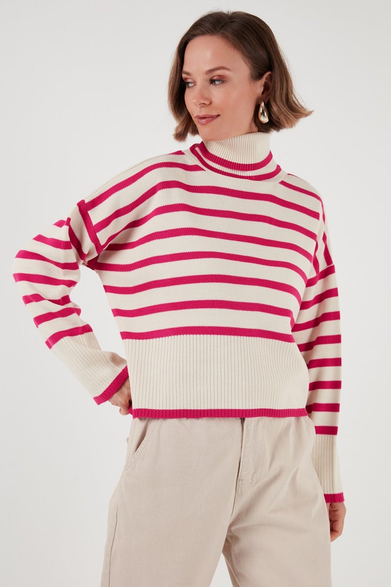 Lela Acrylic Striped Turtleneck Knitwear Sweater Women's Sweater 4616166  - Image 5