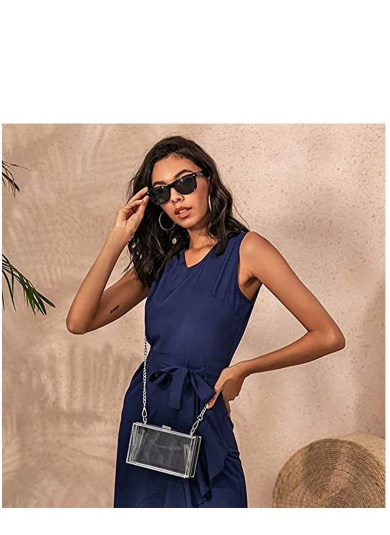 KASTWAVE Women Clear Purse Acrylic Clear Clutch Bag, Transparent Lady Party Wedding Banquet Bag, Shoulder Handbag With Removable Sliver Chain Strap  - Image 4