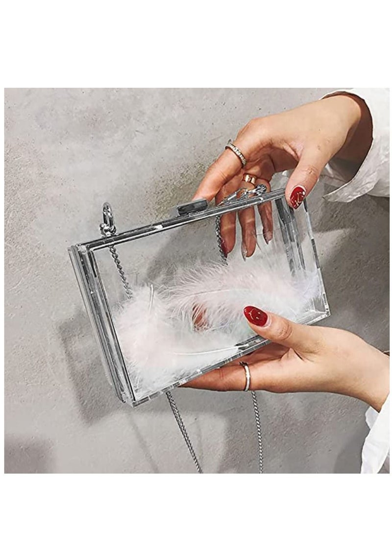 KASTWAVE Women Clear Purse Acrylic Clear Clutch Bag, Transparent Lady Party Wedding Banquet Bag, Shoulder Handbag With Removable Sliver Chain Strap  - Image 2