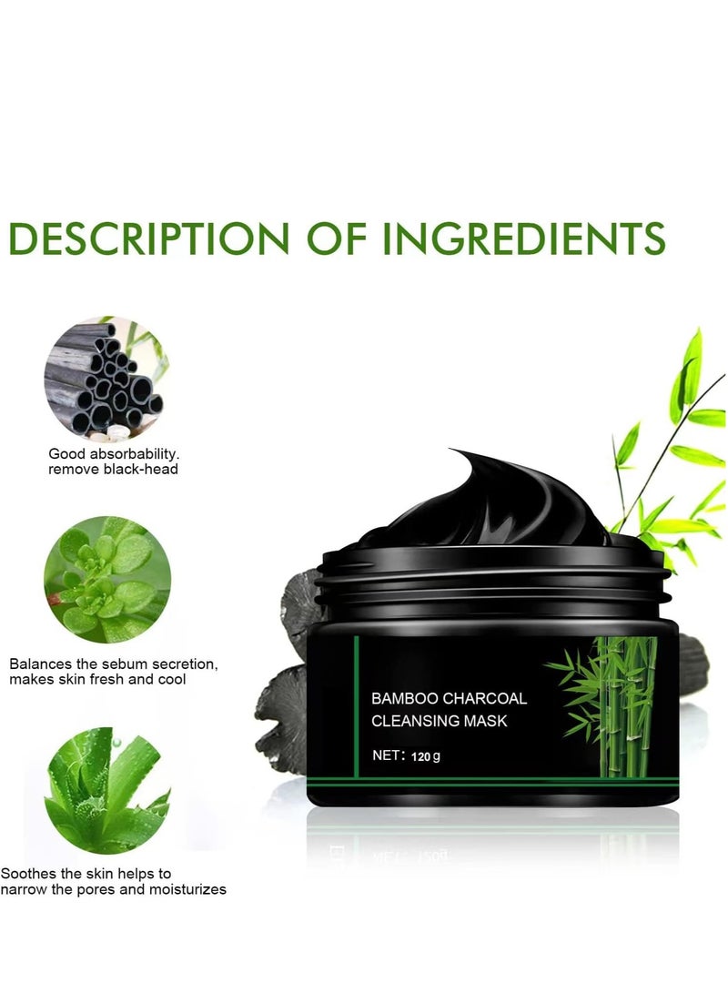 Blackhead Remover Mask, Bamboo Charcoal Peel-Off Mask for Deep Cleansing and Purifying, Facial Blackhead Removal for Face and Nose, Suitable for All Skin Types (120g)