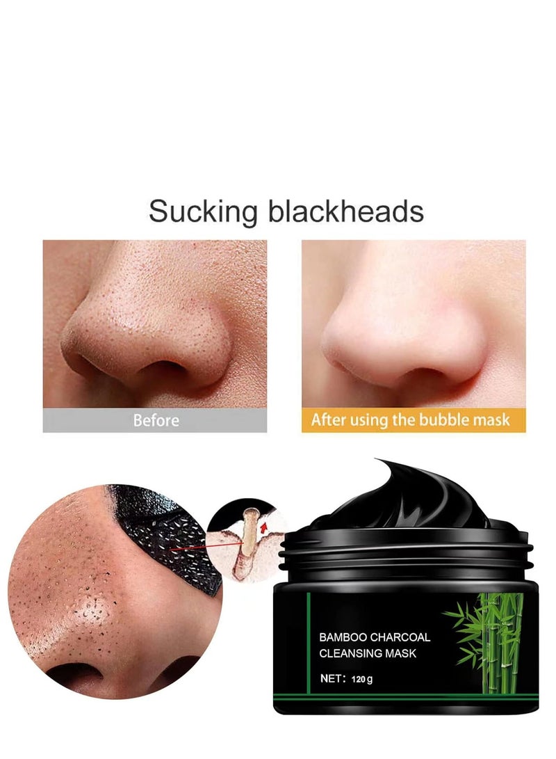 Blackhead Remover Mask, Bamboo Charcoal Peel-Off Mask for Deep Cleansing and Purifying, Facial Blackhead Removal for Face and Nose, Suitable for All Skin Types (120g)