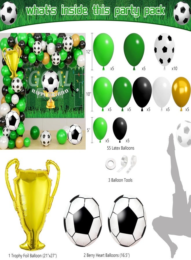 BORAMDO Soccer Themed Birthday Party Decorations Supplies, Sport Football Themed Party Decor with Paper Dinnerware Plate Cup Napkin Backdrop Tablecloth Banner Balloon Arch Kit - Image 3