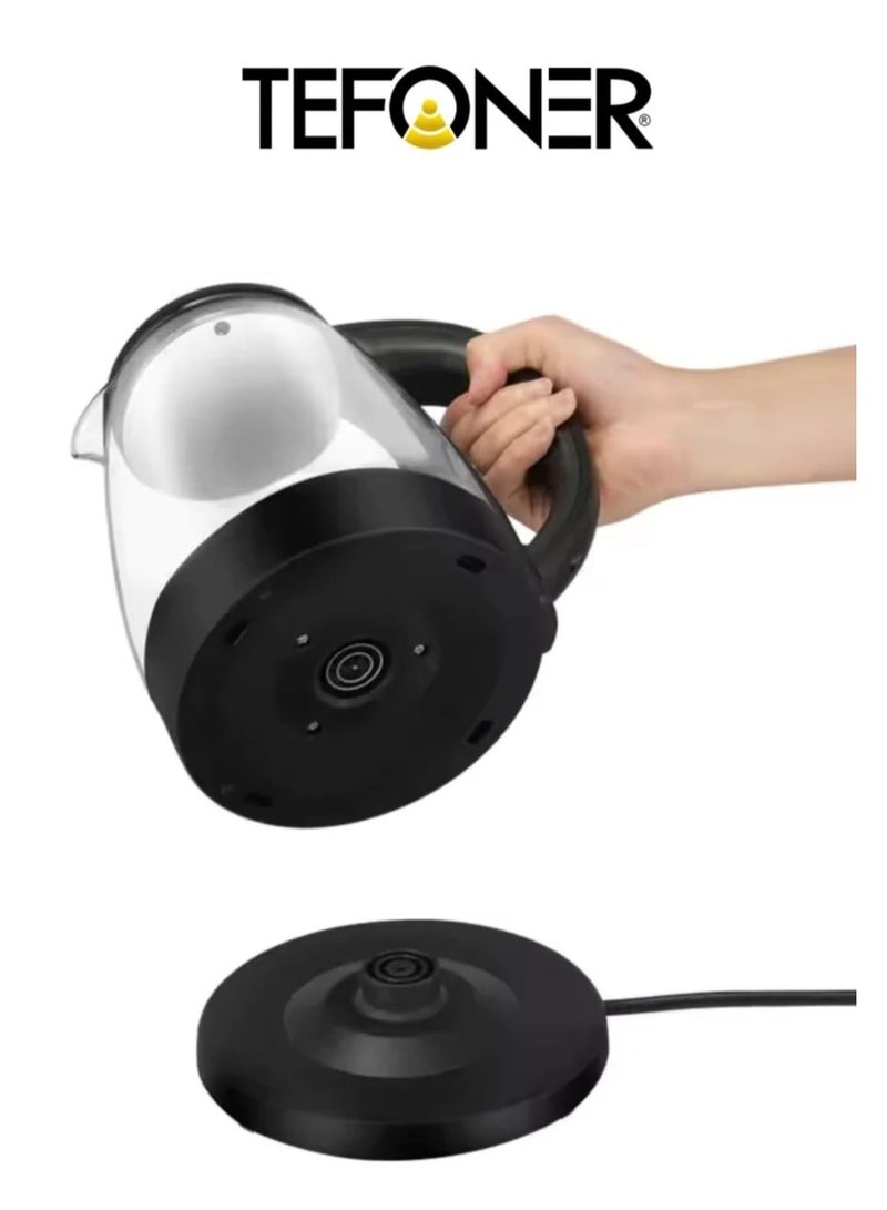 تيفونر غلاية "النقاء" الزجاجية الفاخرة - تصميم كريستال شفاف مع إضاءة LED وقاعدة لاسلكية - Image 2