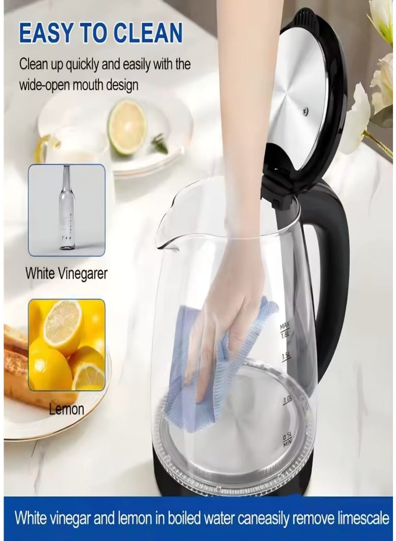 تيفونر غلاية "النقاء" الزجاجية الفاخرة - تصميم كريستال شفاف مع إضاءة LED وقاعدة لاسلكية - Image 4