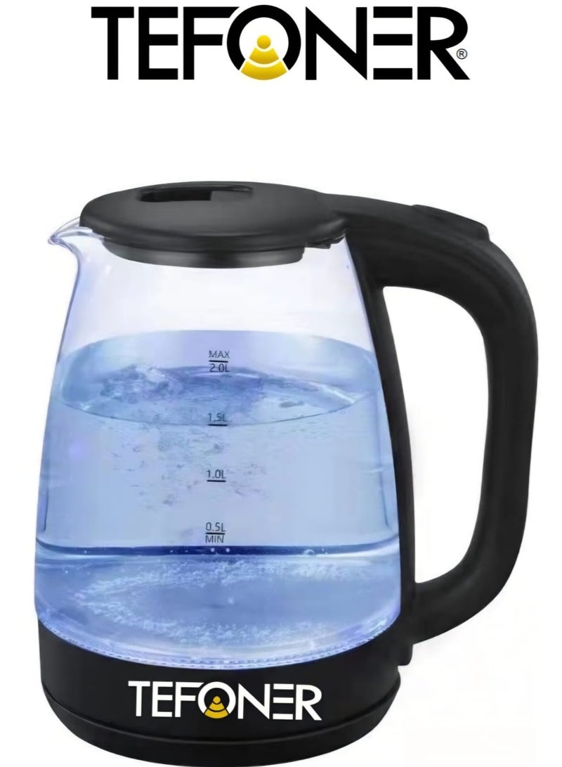 تيفونر غلاية "النقاء" الزجاجية الفاخرة - تصميم كريستال شفاف مع إضاءة LED وقاعدة لاسلكية - Image 3