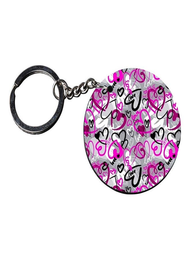 Anuman007 | heart keychain | keychain bag Printed Wooden Keychains | Circle Shape Set of 2 keyrings 2x2 inch - Image 3
