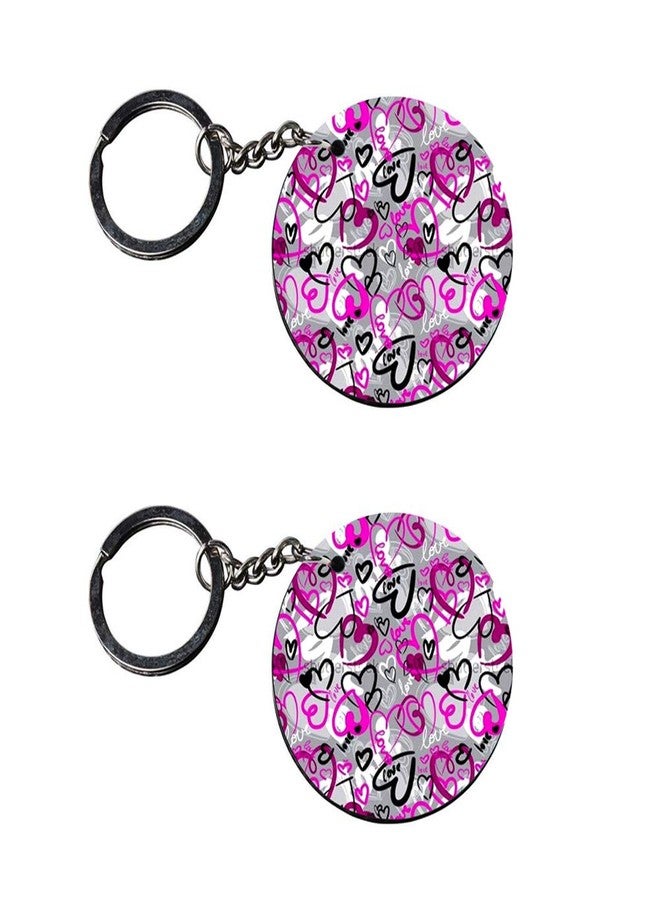 Anuman007 | heart keychain | keychain bag Printed Wooden Keychains | Circle Shape Set of 2 keyrings 2x2 inch - Image 1