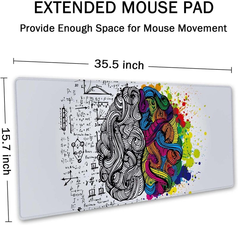 SSOIU Large Mouse Pad, Cute Desk Mat for Desktop, Women Girls Waterproof Gaming Mousepad, Left and Right Brain Computer PC Laptop Protector Writing Pads for School Office Home 35.5" x 15.7" - Image 3