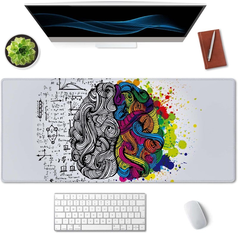 SSOIU Large Mouse Pad, Cute Desk Mat for Desktop, Women Girls Waterproof Gaming Mousepad, Left and Right Brain Computer PC Laptop Protector Writing Pads for School Office Home 35.5" x 15.7" - Image 2