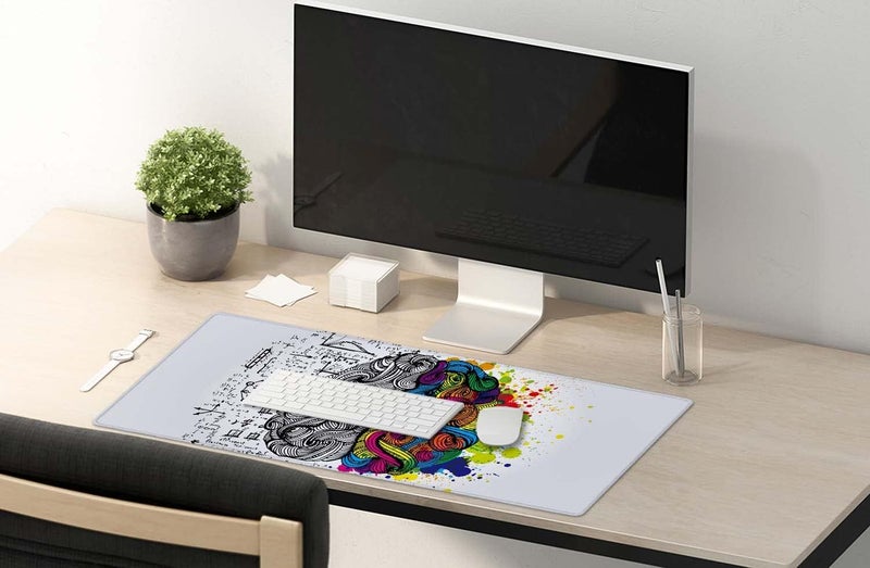 SSOIU Large Mouse Pad, Cute Desk Mat for Desktop, Women Girls Waterproof Gaming Mousepad, Left and Right Brain Computer PC Laptop Protector Writing Pads for School Office Home 35.5" x 15.7" - Image 5