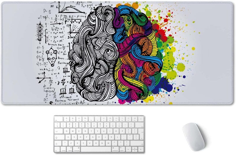 SSOIU Large Mouse Pad, Cute Desk Mat for Desktop, Women Girls Waterproof Gaming Mousepad, Left and Right Brain Computer PC Laptop Protector Writing Pads for School Office Home 35.5" x 15.7" - Image 1