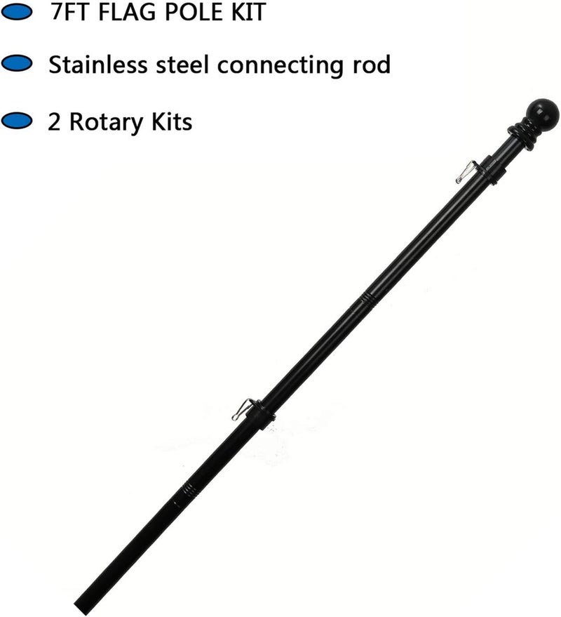 DIIG Flag Pole Kit, Stainless Steel, Durable, Black, American US Flag Pole, Rust-Free, for Outdoor, Garden, Roof, Walls, Yard (without Bracket), 7FT - Image 3