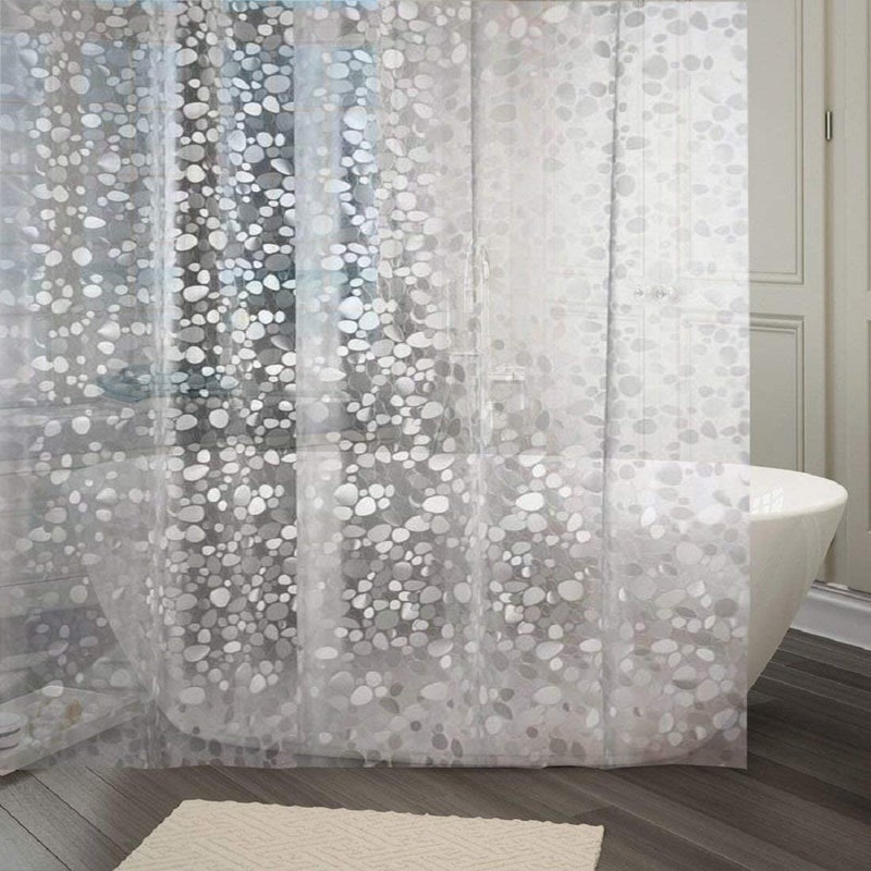 SHAVIN PVC Diamond Transparent Bathroom Shower Curtain with Hooks -Pack of 2 (54 x 108, Transparent) - Image 3