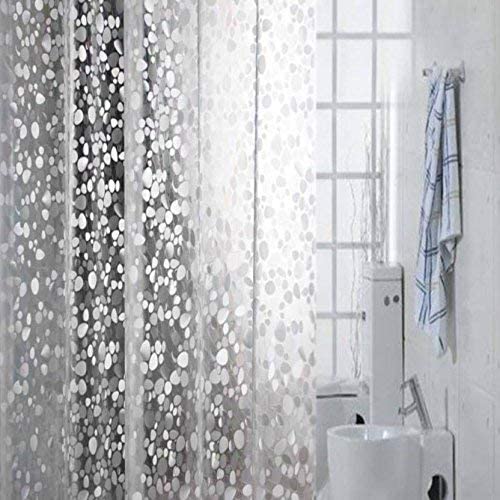 SHAVIN PVC Diamond Transparent Bathroom Shower Curtain with Hooks -Pack of 2 (54 x 108, Transparent) - Image 2