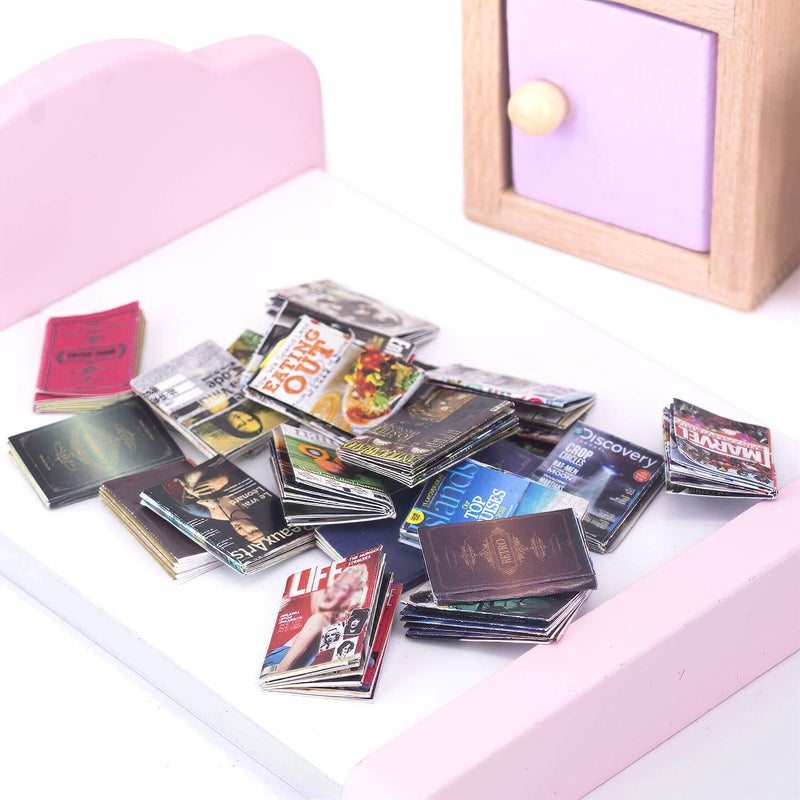 Lynkaye Dollhouse Miniatures Magazine Books Mini Books Mini House Accessories Books Model Dollhouse Accessories 1:12 Scale DIY Puzzle Project Doll House Furnishings Accessories - Image 5