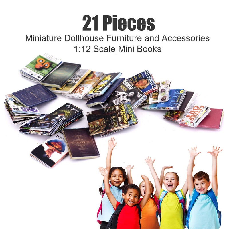 Lynkaye Dollhouse Miniatures Magazine Books Mini Books Mini House Accessories Books Model Dollhouse Accessories 1:12 Scale DIY Puzzle Project Doll House Furnishings Accessories - Image 2