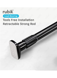 Rubik Shower Curtain Rod Adjustable 110-200cm Thick & Extendable 25mm Telescopic Length Tension Bar Painted Surface No Drill Type for Bathroom Shower Bathtub Cabinet (110cm to 200cm) Black  - Image 3