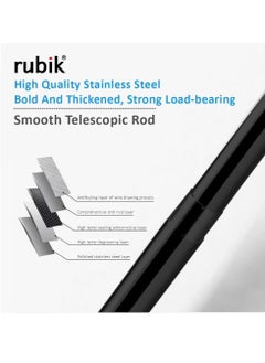 Rubik Shower Curtain Rod Adjustable 110-200cm Thick & Extendable 25mm Telescopic Length Tension Bar Painted Surface No Drill Type for Bathroom Shower Bathtub Cabinet (110cm to 200cm) Black  - Image 4