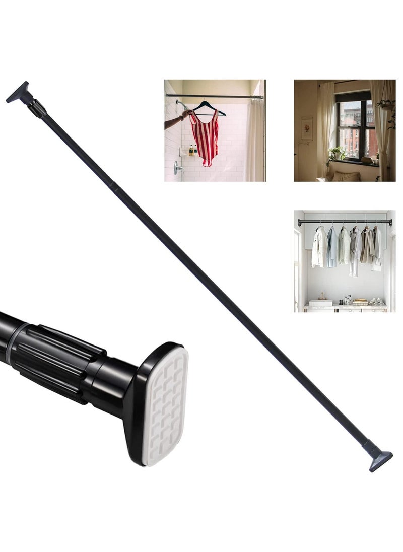 Rubik Shower Curtain Rod Adjustable 110-200cm Thick & Extendable 25mm Telescopic Length Tension Bar Painted Surface No Drill Type for Bathroom Shower Bathtub Cabinet (110cm to 200cm) Black  - Image 1