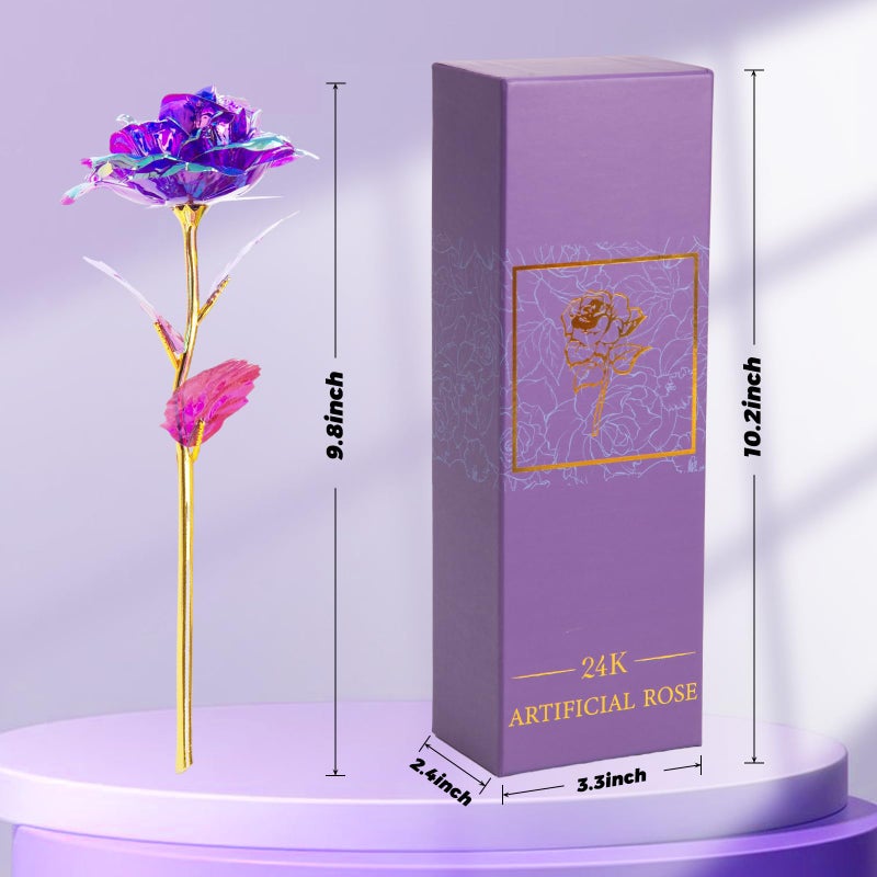 LOVEINUSA Artificial Purple Rose Flower Gifts for Her, Purple Eternity Rose Glass Forever Flowers for Mom from Daughter/Son, Valentine's Day, Birthday, Mother's Day, Anniversary - Image 2