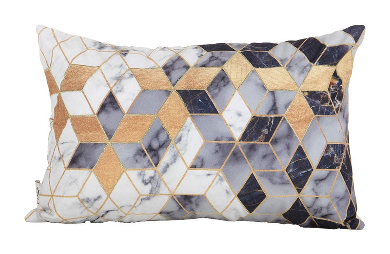 Sivya by Home Cotton Printed and Embroidered Marble Rectangular Cushion Cover 12 x 18 Inch (30cm x 45cm) (Pack of 1). (Design 2) - Image 1