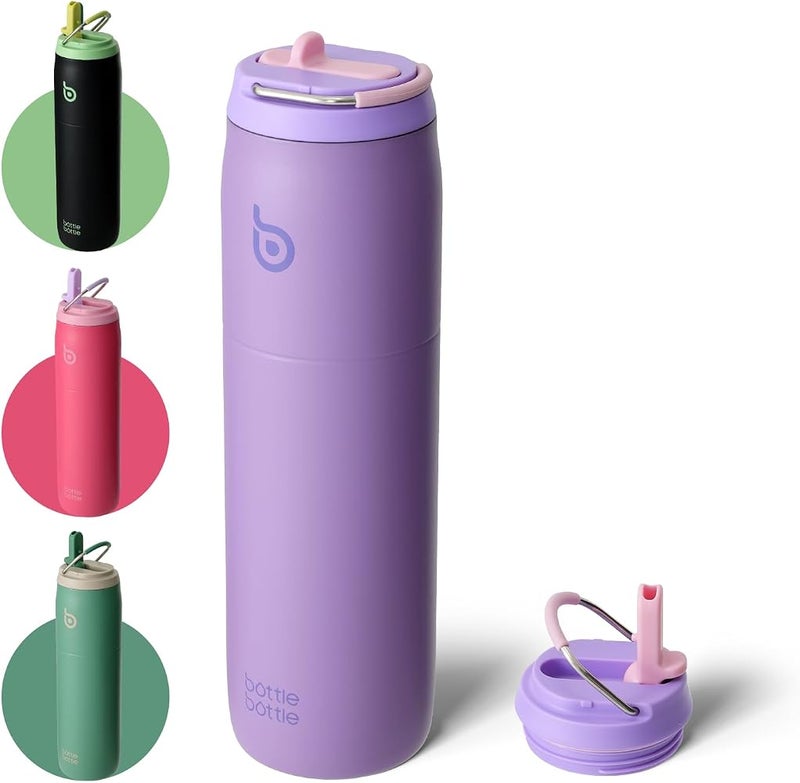 bottle bottle bottlebottle BOTTLE BOTTLE Stainless Steel Water Bottle with Straw Lid and Handle 32 oz Vacuum Insulated Water Bottle for Sports Travel Gym Hiking, Leak-Proof Wide Mouth Water Bottles for Men,violet - Image 1