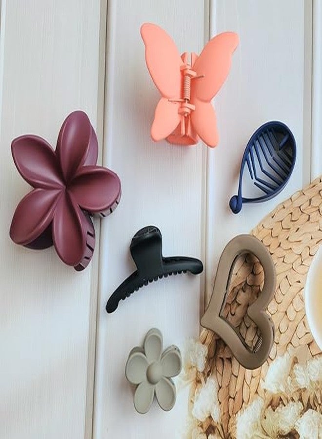 RHOSYN HAIR ACCESSORIES Combo of 6 Hair Clutchers Claw Clips Non Slip Juda Bun Shaper Ponytail Holders Stron Hold Barrettes For Women & Girls - Image 1