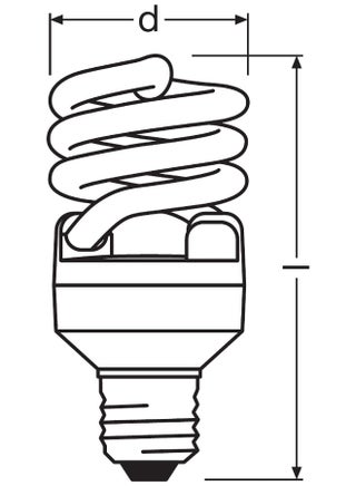 Osram Dulux Mini Twist E27 Fluorescent Bulb 20W 1300Lm 865 - view 2
