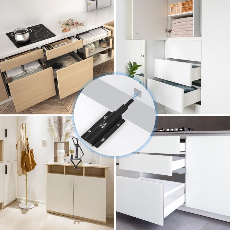 Jiayi Magnetic Cabinet Door Catches Jiayi 2 Pack Push Open Magnetic Touch Latches Kitchen Door Push Release Latch For Cabinet Door Closure Push Catch Press Out Cabinet Hardware Black - Image 3