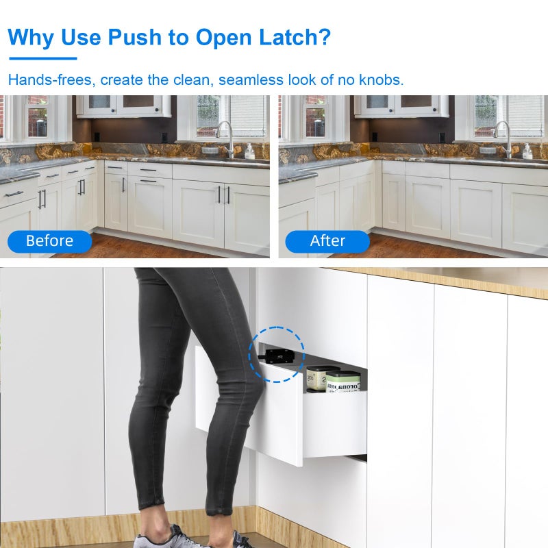 Jiayi Magnetic Cabinet Door Catches Jiayi 2 Pack Push Open Magnetic Touch Latches Kitchen Door Push Release Latch For Cabinet Door Closure Push Catch Press Out Cabinet Hardware Black - Image 5