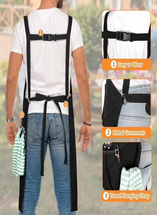 HODRANT Heavy-duty BBQ Grilling Apron, Outdoor Cooking Apron for Men & Women Chef with Dual Shoulder Straps & Adjustable Buckle, Anti-oil Kitchen Apron with Multiple Pockets & Slit Hem, Apron Only - Image 2