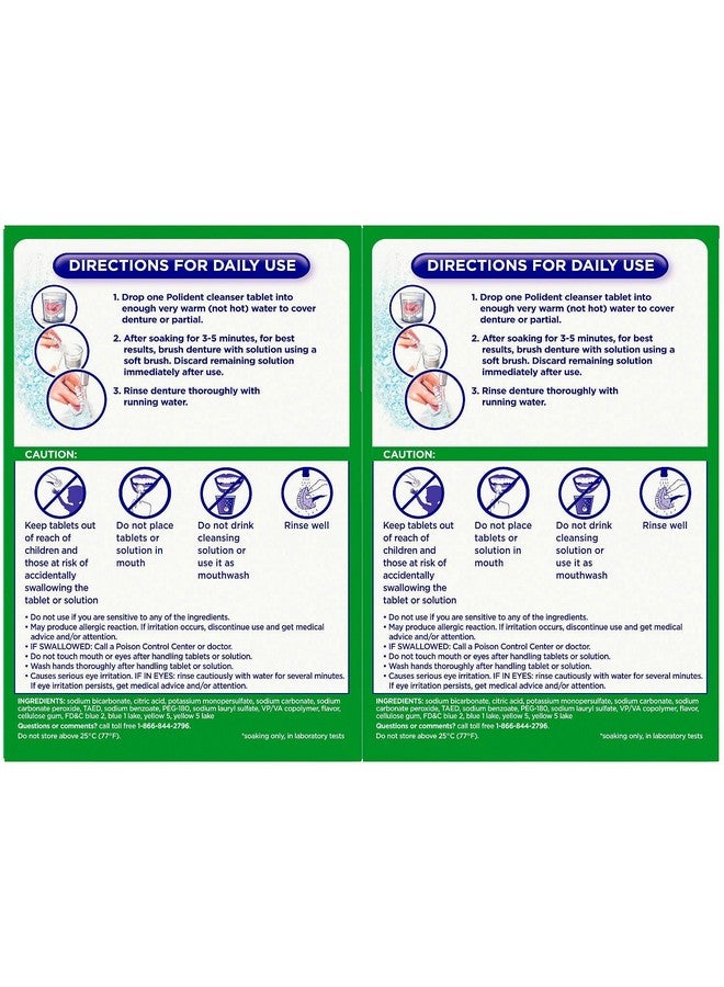 Polident 3 Minute, Antibacterial Denture Cleanser 120 ea (Pack of 2) - Image 2