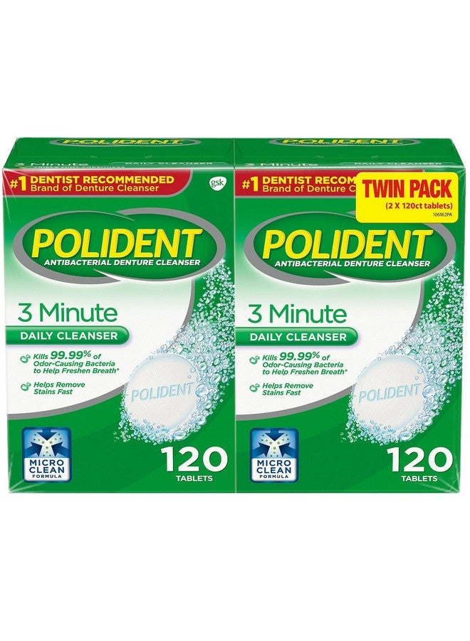 Polident 3 Minute, Antibacterial Denture Cleanser 120 ea (Pack of 2) - Image 1